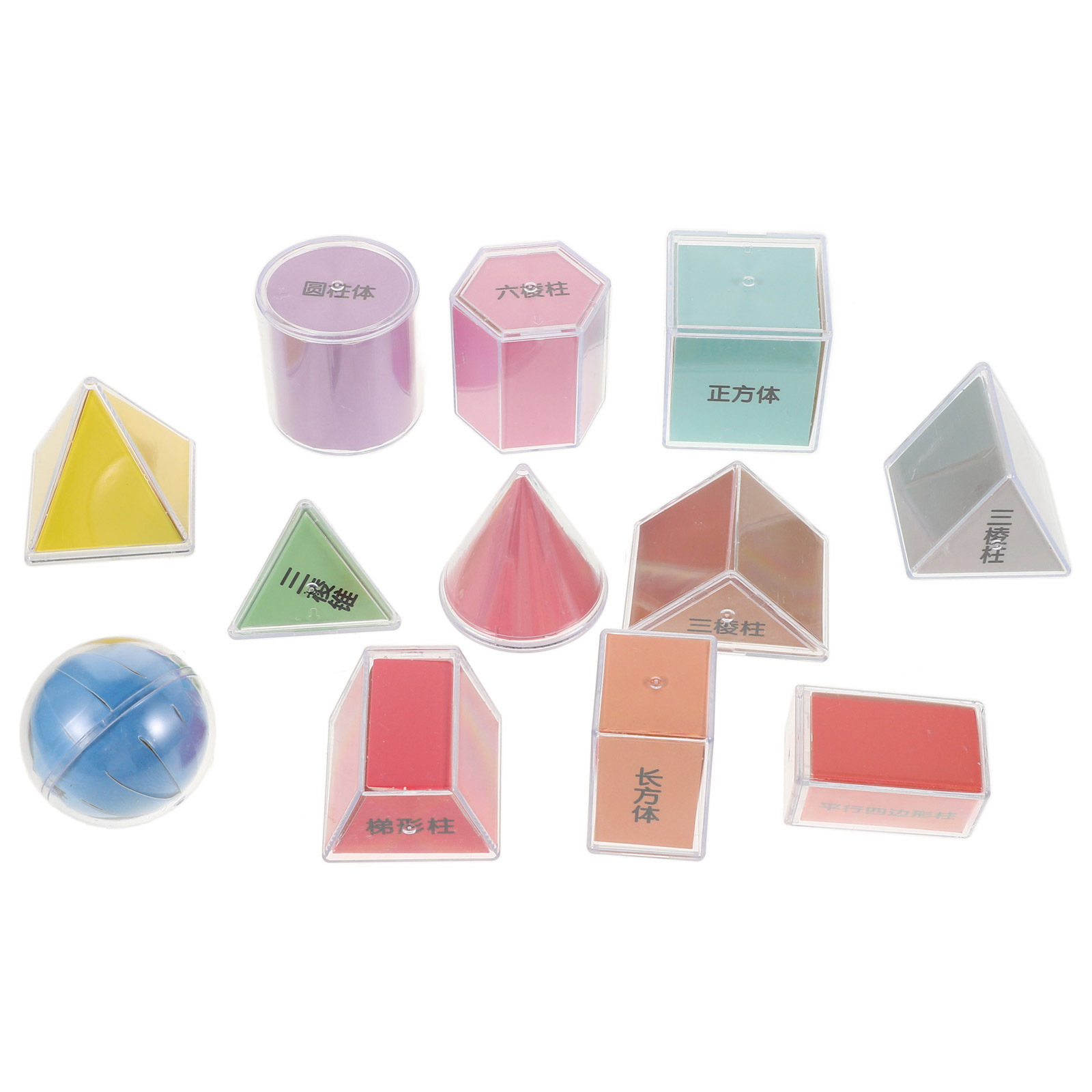 Math Manipulative Set - 8Pcs Set Benda Geometris Transparan Multicolor