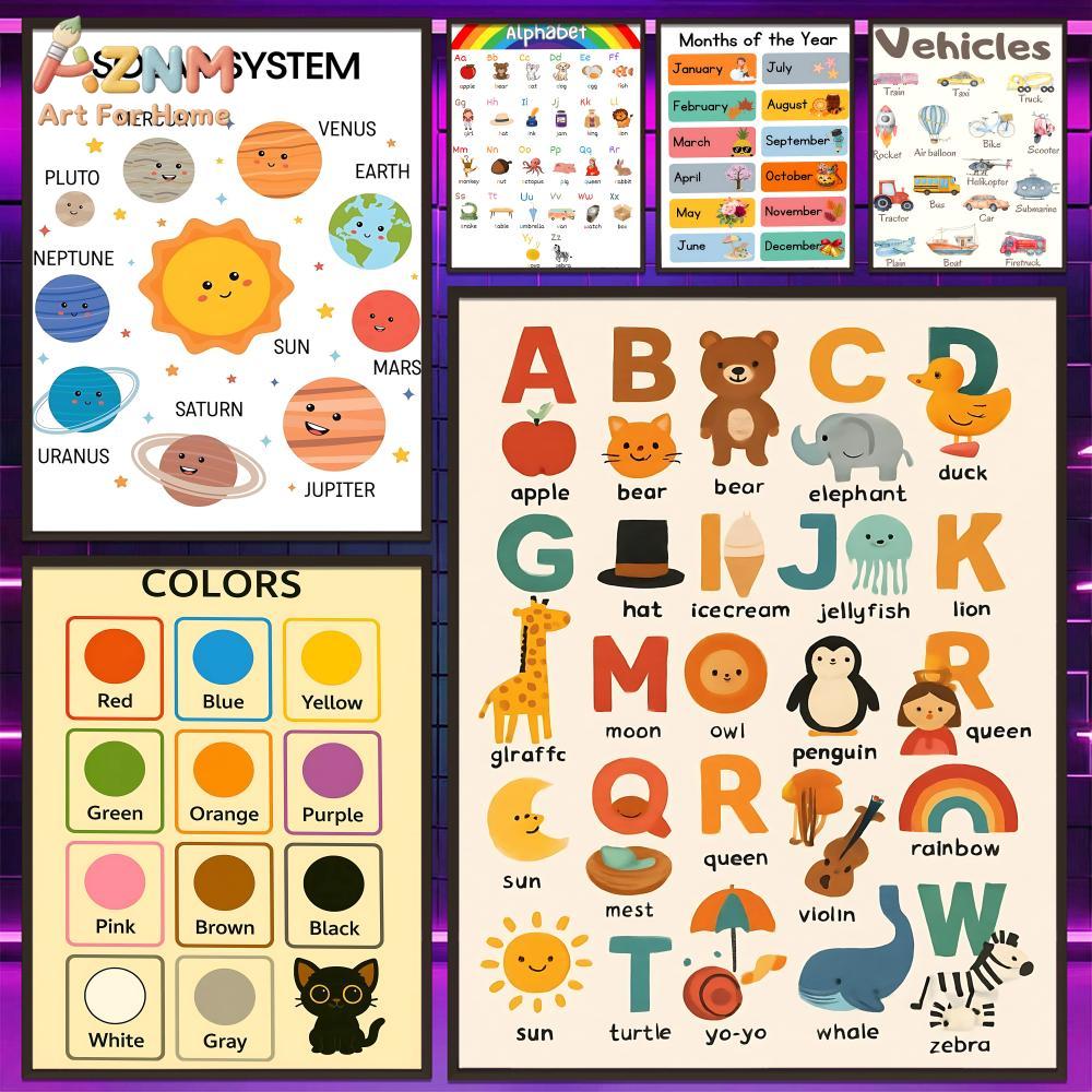 Kids Education Nursery - AZNM Poster Dekorasi Pembelajaran Anak-anak, Cetakan