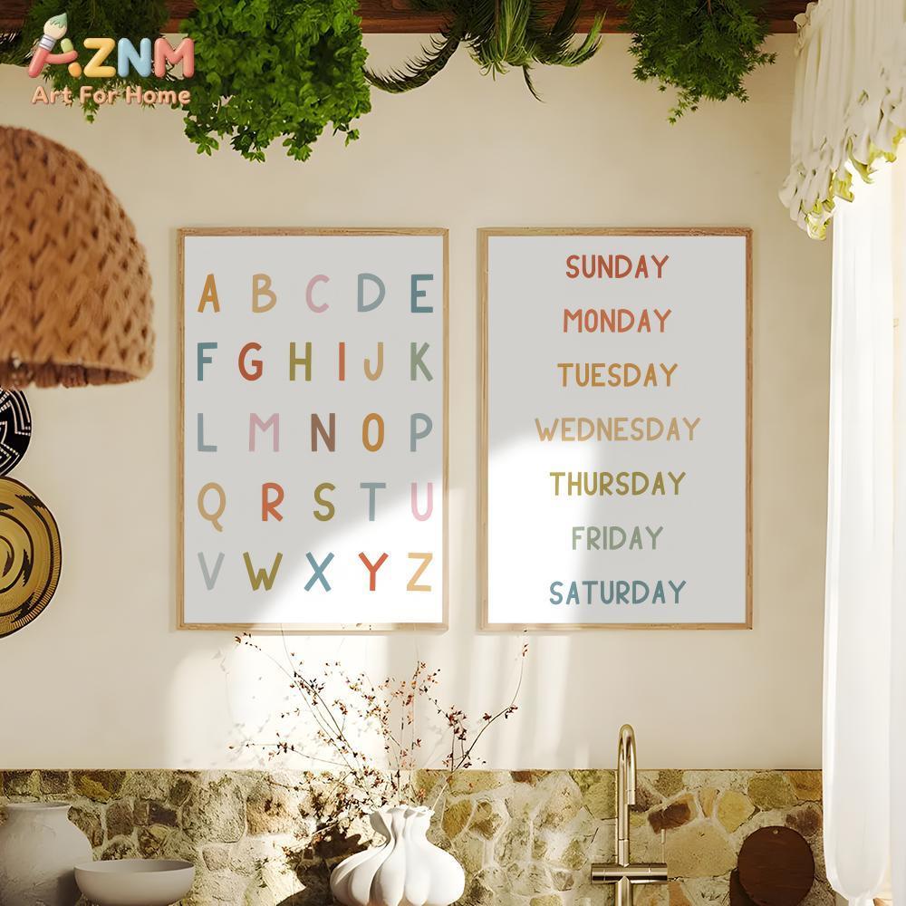 AZNM Seni Dinding Kanvas Tanpa - Kids Education Nursery ulasan dan harga