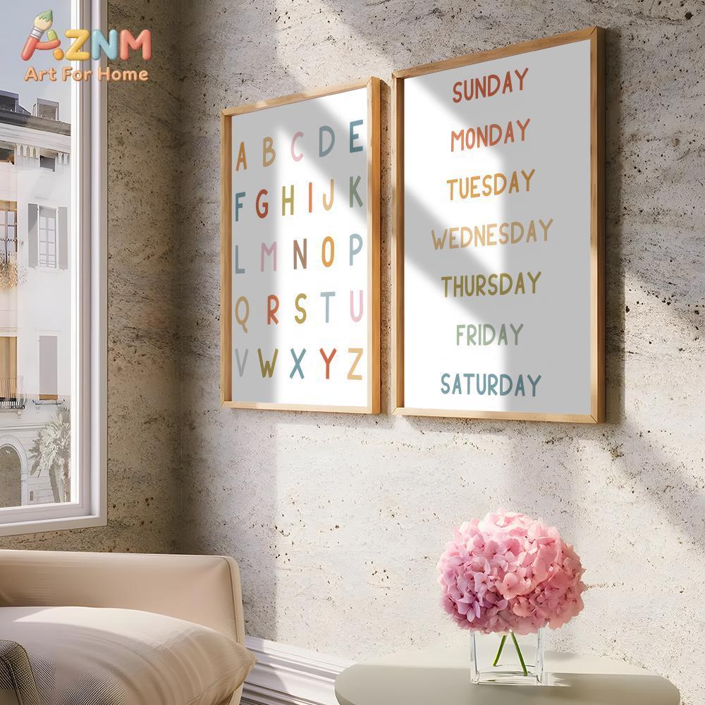AZNM Seni Dinding Kanvas Tanpa - Kids Education Nursery ulasan dan harga