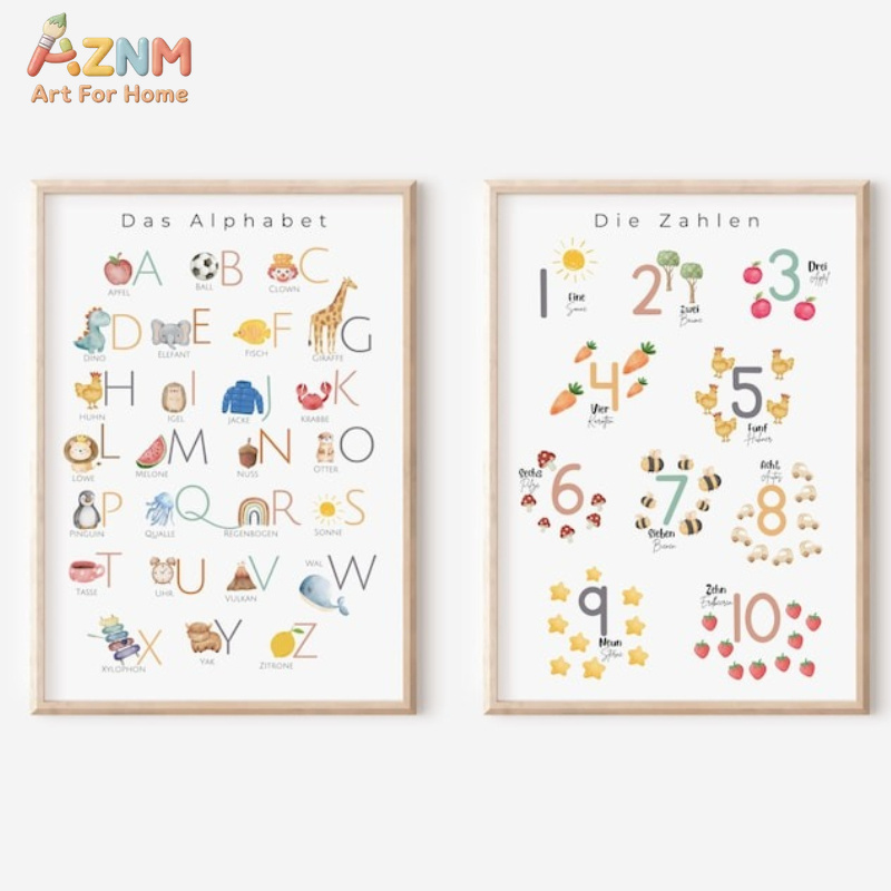 AZNM Seni Dinding Kanvas Angka - Kids Education Nursery ulasan dan harga